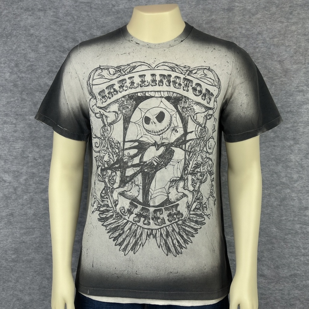 Jack Skellington Disneyland T-Shirt Mens‎ XL Black Bleached  Gothic Halloween